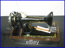 Singer 99k Cast Iron Hand Crank Sewing Machine, Accessories, Carry Case, Serviced