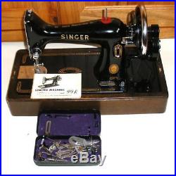 STUNNING VINTAGE SINGER 99k HAND CRANK SEWING MACHINE WITH CARRY CASE