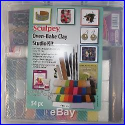 Sculpey Oven-Bake Clay Studio Kit Clay Tools Glaze Mat Flower Mold Carrying Case