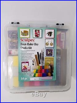 Sculpey Oven-Bake Clay Studio Kit Clay Tools Glaze Molds Mat 54 pc Carrying Case
