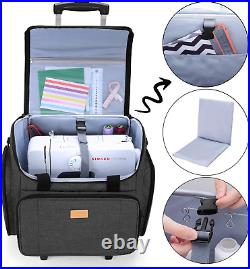 Serger Case with Detachable Dolly, Serger Bag with Removable Padding Pad