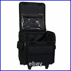 Serger Machine Rolling Storage Case Black Carrying Bag For Overlock Machines