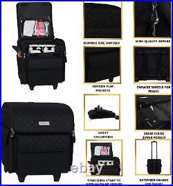 Serger Machine Rolling Storage Case, Black Carrying Bag for Overlock Machines