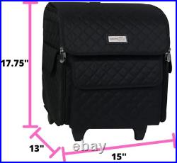 Serger Machine Rolling Storage Case Black Carrying Bag for Overlock Machines