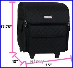 Serger Machine Rolling Storage Case, Black Carrying Bag for Overlock Machines