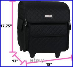 Serger Machine Rolling Storage Case, Black Carrying Bag for Overlock Machines