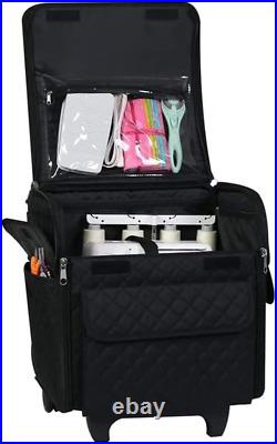 Serger Machine Rolling Storage Case, Black Carrying Bag for Overlock Machines