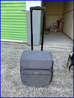 Serger Machine Rolling Storage Case Gray Carrying Bag For Overlock Machines
