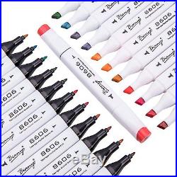 Set of 72 Assorted Colors Art Permanent Artist Sketch Markers with Carrying Case