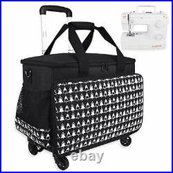 Sewing Machine Carrying Case, Collapsible Trolley Bag with Wheels for black