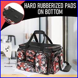 Sewing Machine Case, Carrying Case bag with Removable Padding Pad, Red Flowers
