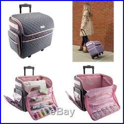 Sewing Machine Case On Wheels Rolling Tote Carrying Luggage Travel Storage Carry