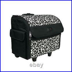 Sewing Machine Case Rolling Travel Bag Storage Carry Tote Cheetah Print