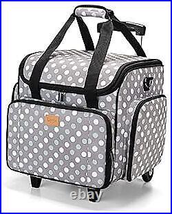 Sewing Machine Case with Detachable Dolly, Sewing Machine Tote with Gray Dots