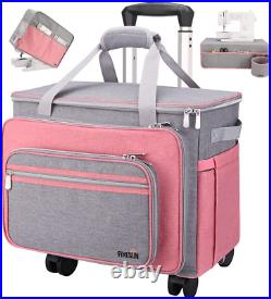 Sewing Machine Case with Wheels, 3 in 1 Foldable Deluxe Rolling Sewing Machine C