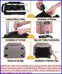 Sewing Machine Case with Wheels, 3 in 1 Foldable Deluxe Rolling Sewing Machine C