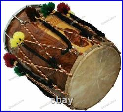 Sheesham Wood Musical Instrument Wedding Musical Punjab Bhangra Dhol With Bag