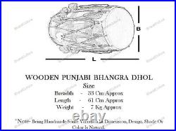 Sheesham Wood Musical Instrument Wedding Musical Punjab Bhangra Dhol With Bag