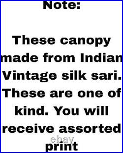 Silk Sari Bed Canopy Four Post Bed Canopy Drapes Vintage fabric Canopy