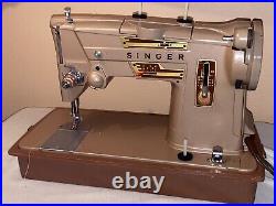 Singer 328K Style-O-Matic, ZZ Sewing Machine With Singer Case, Foot Pedal & Cord