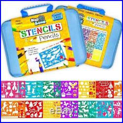 Stencil Drawing Kit with Carry Case Over 300 Shapes LARGE Stencils for Kids