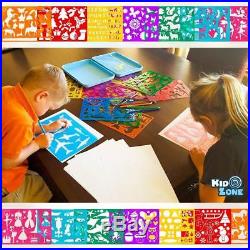 Stencil Drawing Kit with Carry Case Over 300 Shapes LARGE Stencils for Kids