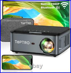TOPTRO Bluetooth WiFi Projector with Carrying Case, 7500 Lux Native Black