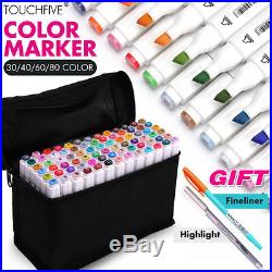 TouchFive Dual Tips Alcohol Art Sketch Twin Marker Pens with Carrying Case