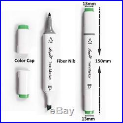 Twin Marker Pens 168+2 Colors Dual Tips Art Animation With FREE CARRY CASE