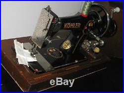 Vintage Hand Crank Sewing Machine With Bent Wooden Carry Case, Works Perfectly