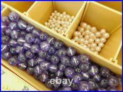 VTG Crafting Glass Beads BIG MIXED LOT w Carrying Case Magnum Plano