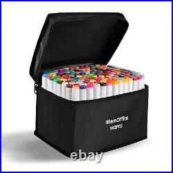 VibrantArt Dual Tip Alcohol Markers Set 142 Colors with Carrying Case Ideal