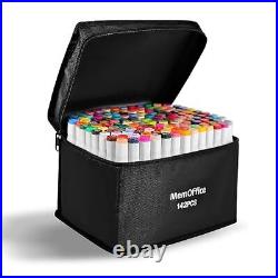 VibrantArt Dual Tip Alcohol Markers Set 142 Colors with Carrying Case Ideal