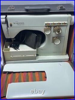 Viking Husqvarna Sweden Model 6030 Sewing Machine with carrying case, Tested