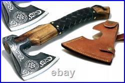 Viking axe handmade leather sheath case carbon steel MS699-BR wood