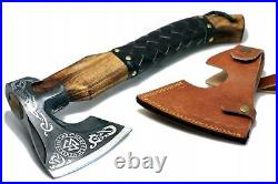 Viking axe handmade leather sheath case carbon steel MS699-BR wood