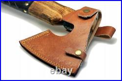 Viking axe handmade leather sheath case carbon steel MS699-BR wood