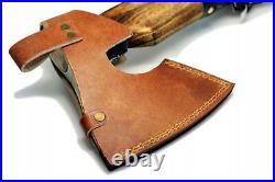 Viking axe handmade leather sheath case carbon steel MS699-BR wood