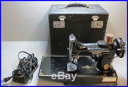 Vintage 1946 Singer Featherweight Sewing Machine with Pedal & Carrying Case
