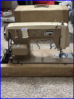 Vintage Aldens Deluxe 147B Sewing Machine with Carrying Case and Presser Feet