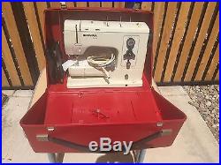 Vintage Bernina Record 830 Sewing Machine withRed Carry Case, Pedal & Knee Lift