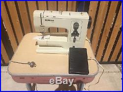 Vintage Bernina Record 830 Sewing Machine withRed Carry Case, Pedal & Knee Lift