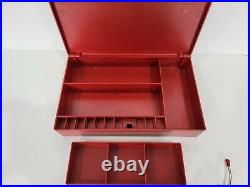 Vintage Bernina Record Accessories Red Box Case with 9 Foot Attachmts + Tools