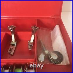 Vintage Bernina Red Accessories Box Case With 11 Presser Feet and Tools
