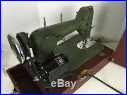 Vintage Coronet Husqvarna Sewing Machine Green Made In Sweden In Carry Case