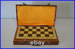 Vintage Craft Chess Chinese Set Carrying Case Board Pewter Pieces Complete