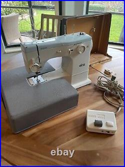 Vintage Elna Super SU 62C Free Arm Sewing Machine Carrying Case Foot Pedal