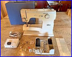 Vintage Elna Super SU 62C Free Arm Sewing Machine with Carrying Case & Foot Pedal