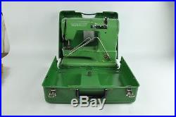 Vintage Green Elna Supermatic Sewing Machine with Hard Carrying Case, working