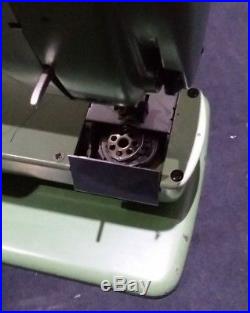 Vintage Green Elna Supermatic Sewing Machine with accessories Hard Carrying Case
